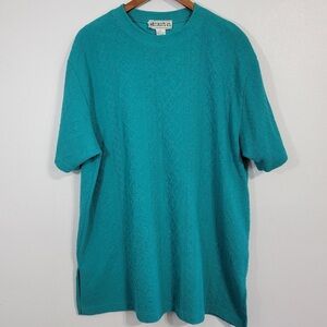 Jessica Roberts vintage teal sea foam green textured cotton blend oversized top